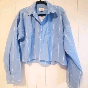 NWT American Eagle Outfitters Blue Striped Button Down Shirt